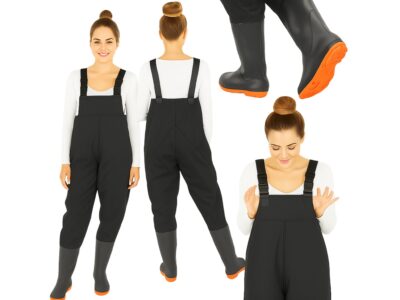 SPODNIE WĘDKARSKIE WODERY SPODNIOBUTY 45 WKŁADKA 28.5CM - czarny