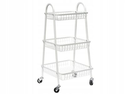 SZAFKA REGAŁ NA KÓŁKACH KOSZE 3 PÓŁKI PÓŁKA