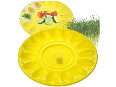 TALERZ NA JAJKA PLASTIKOWY 30CM - żółty