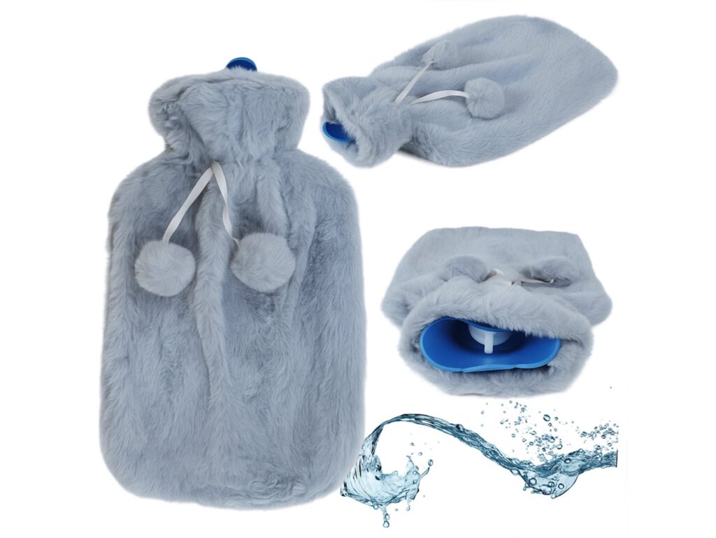 TERMOFOR GUMOWY PLUSZOWY FUTERKO 1,7L - jasny szary