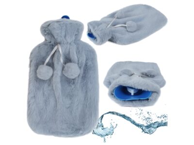 TERMOFOR GUMOWY PLUSZOWY FUTERKO 1,7L - jasny szary