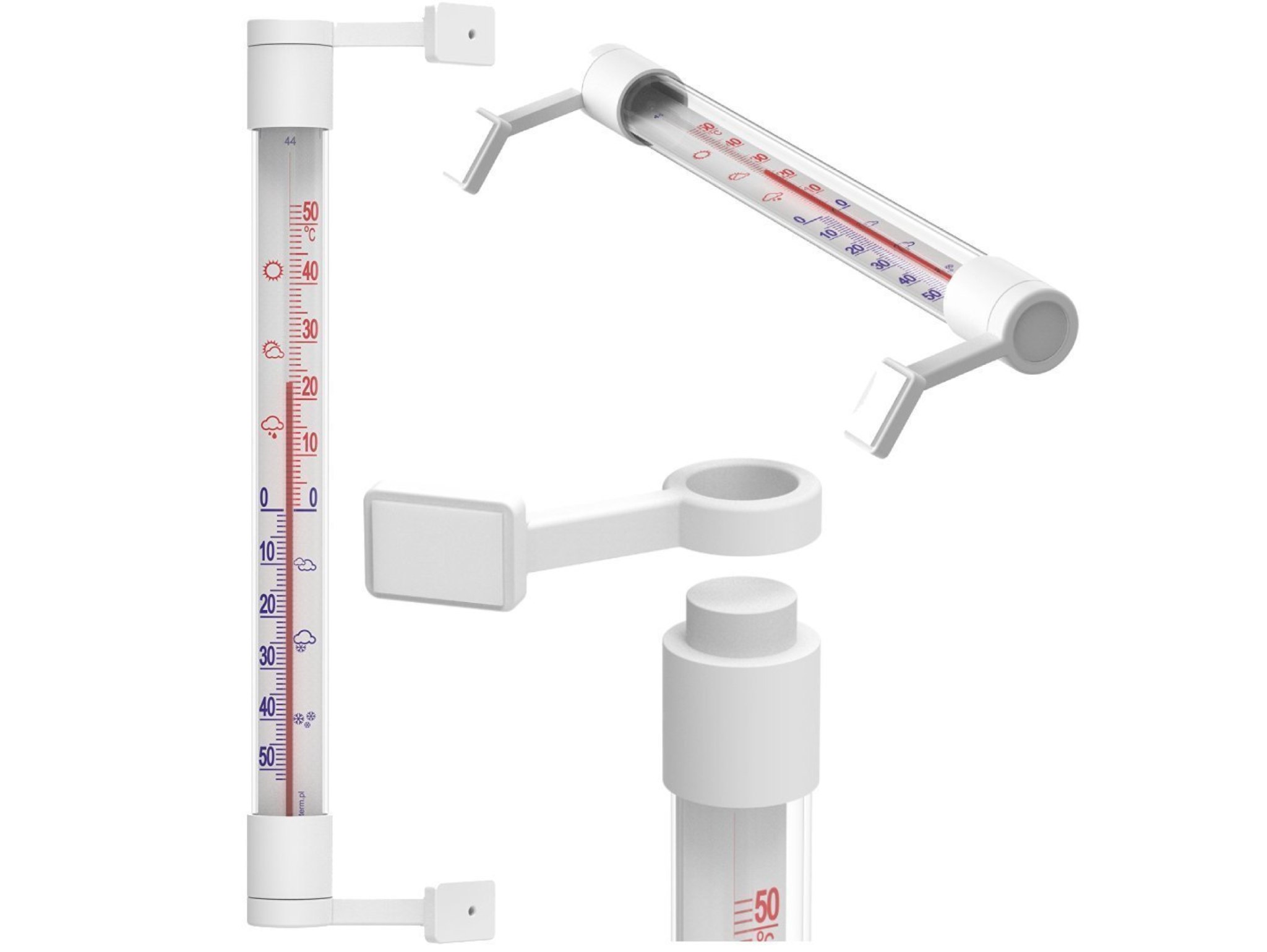 TERMOMETR OKIENNY ZAOKIENNY 21cm - biały