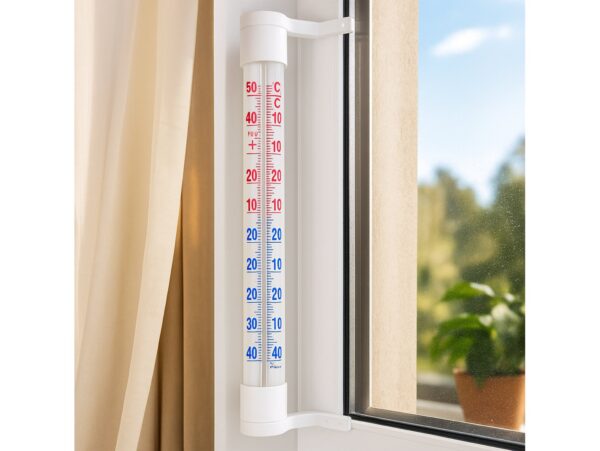 TERMOMETR OKIENNY ZAOKIENNY 21cm - biały