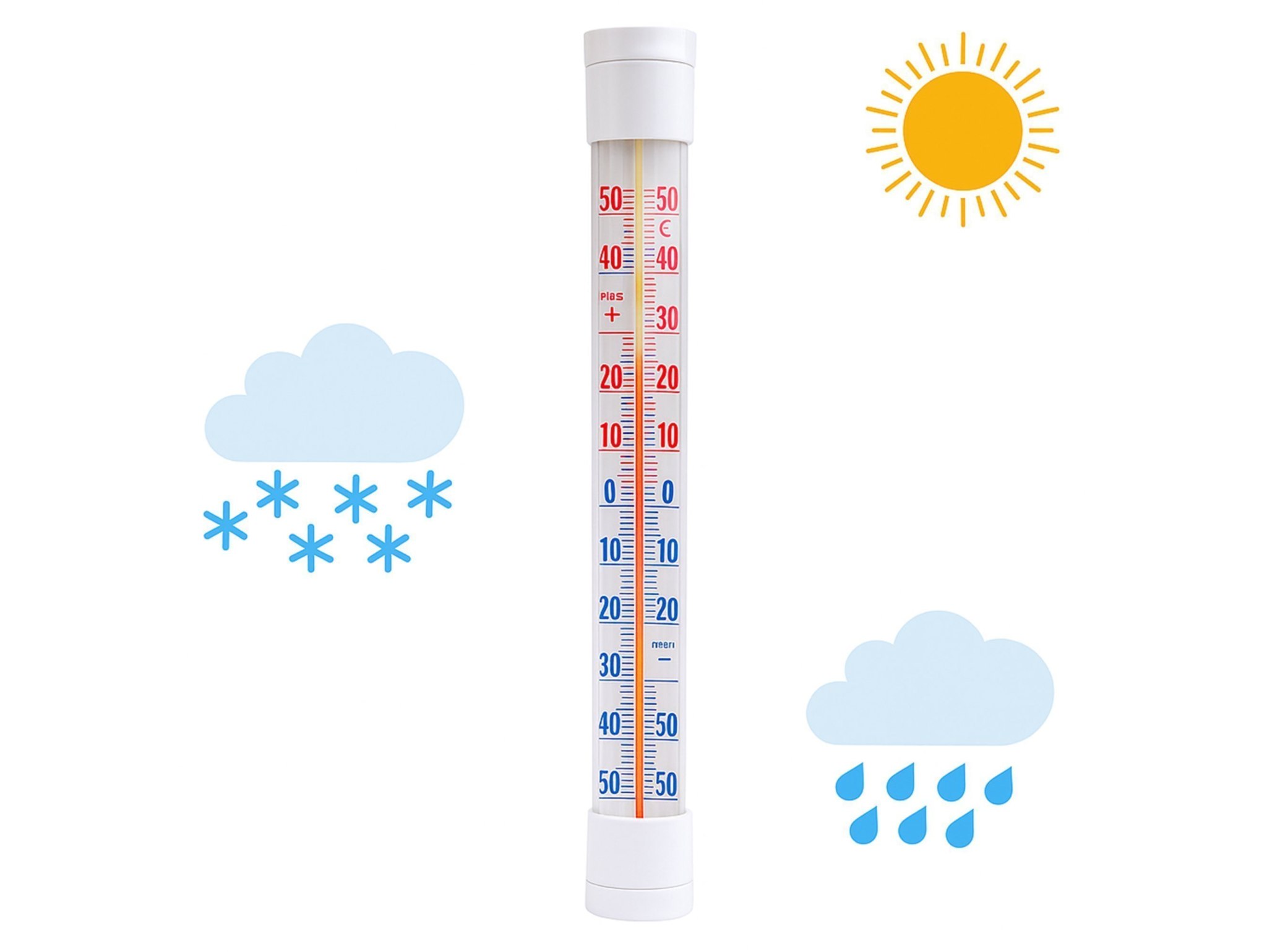 TERMOMETR OKIENNY ZAOKIENNY 21cm - biały