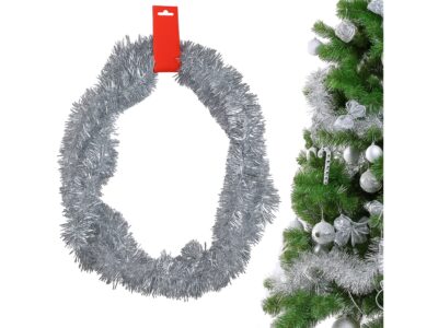 ŁAŃCUCH CHOINKOWY 6cm/2m - srebrny
