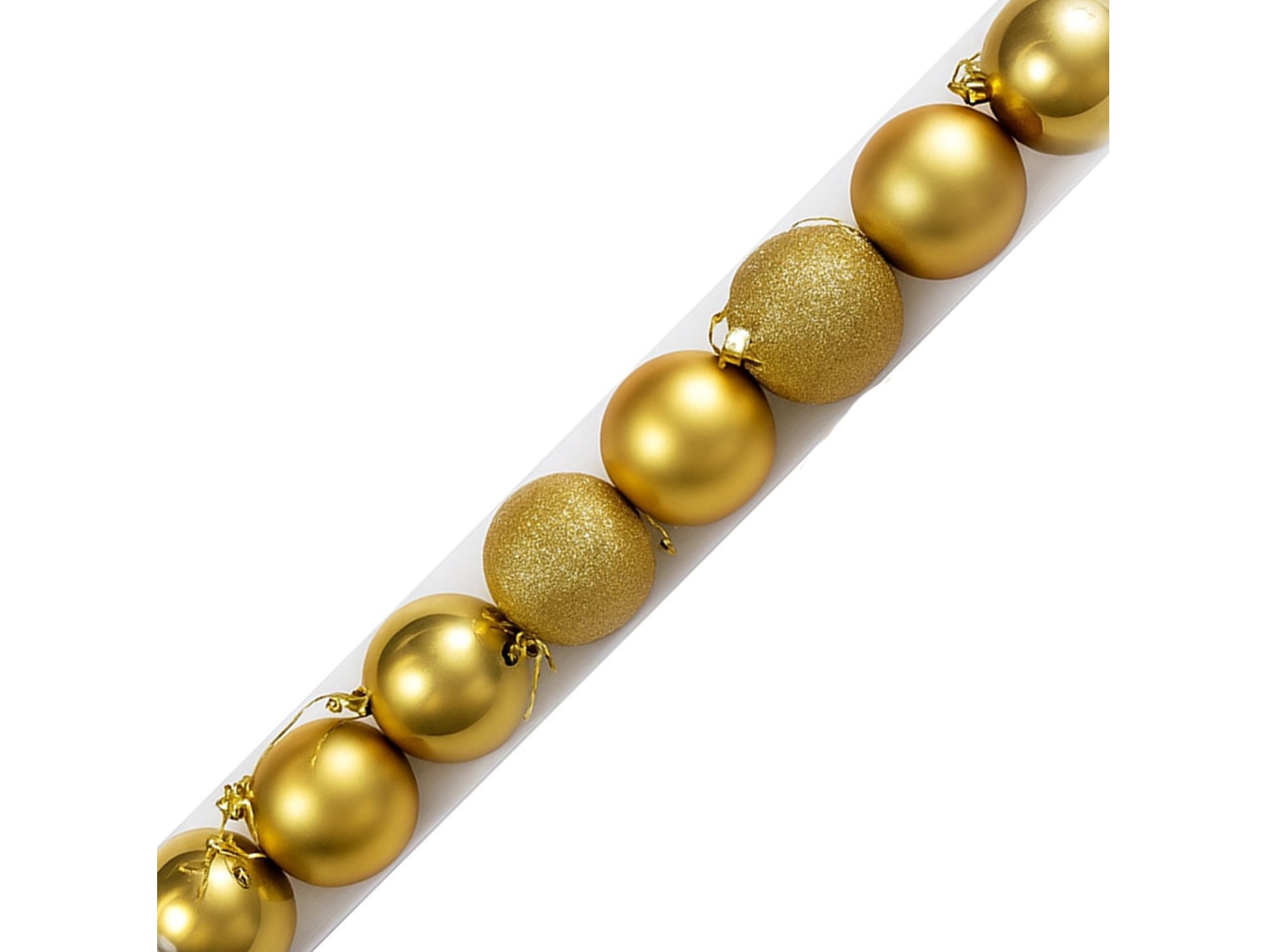 BOMBKI CHOINKOWE TUBA 10CM 4SZT + BOMBKI CHOINKOWE TUBA 6CM 8SZT - złote