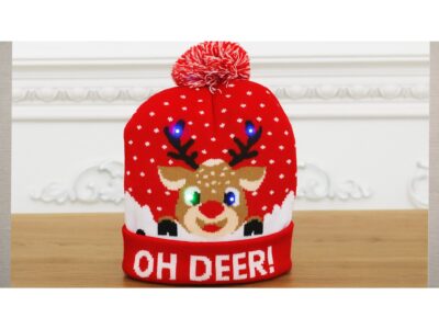 CZAPKA LED ŚWIĄTECZNA - wzór 1 renifer