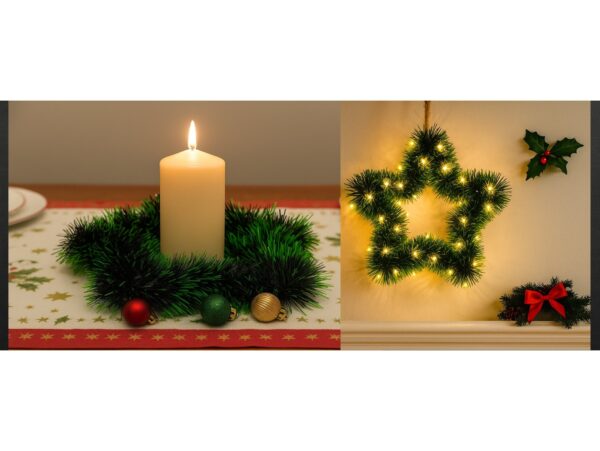 GWIAZDA ŚWIĄTECZNA Z ŁAŃCUCHA 34CM - zielony