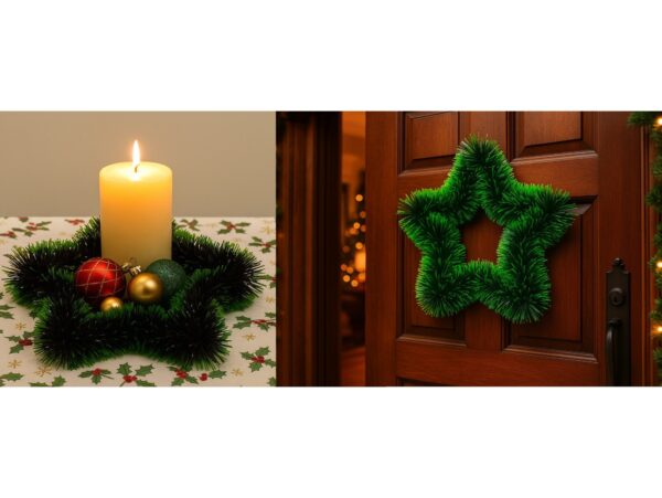 GWIAZDA ŚWIĄTECZNA Z ŁAŃCUCHA 34CM - zielony