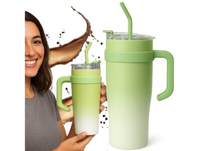 KUBEK TERMICZNY ZE SŁOMKĄ 1200ML - zielony