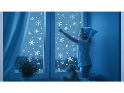 NAKLEJKI NA OKNO ŚWIĄTECZNE 30x20 4 ARKUSZE - śnieżynki