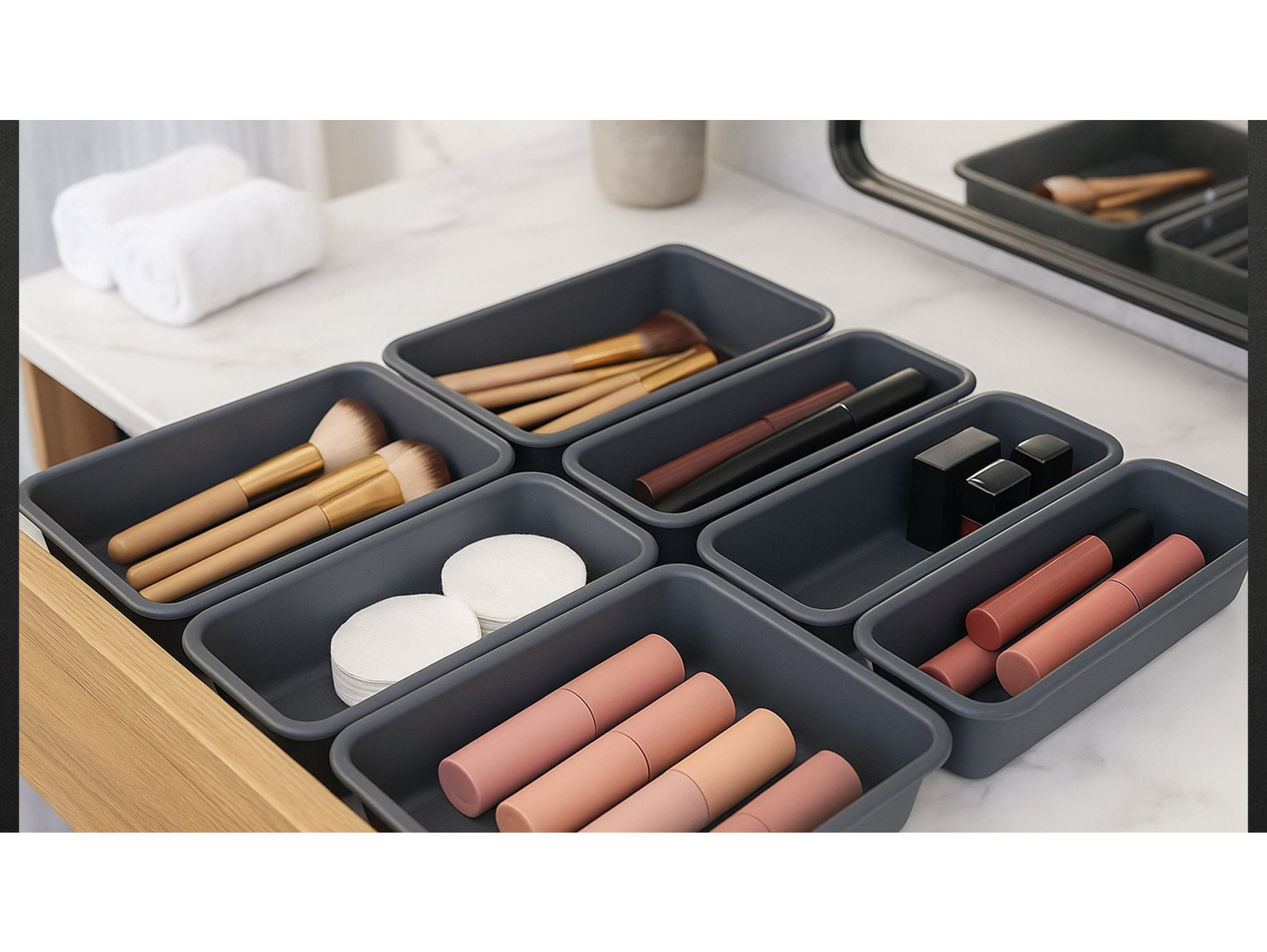 ORGANIZER MODUŁOWY 8SZT - szary ciemny