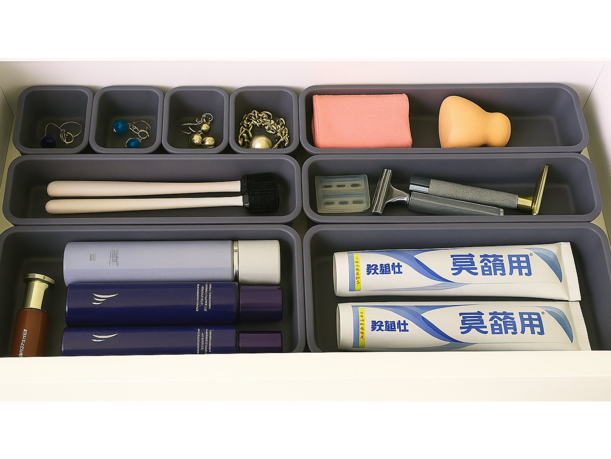 ORGANIZER MODUŁOWY 8SZT - szary ciemny