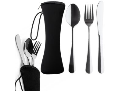 SZTUĆCE PODRÓŻNE 4w1 ETUI - czarny