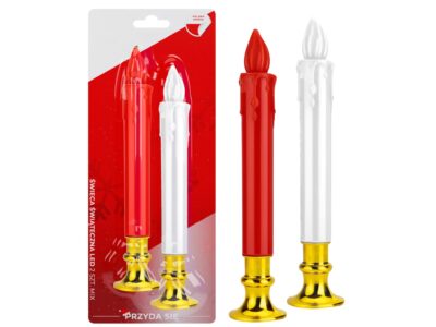 ŚWIECA ŚWIĄTECZNA ŚWIECZKA LED 2SZT - biały i czerwony