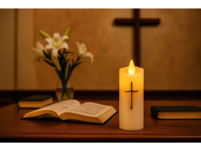 ŚWIECZKA NA BATERIE LED WKŁAD ZNICZ FALA 15cm