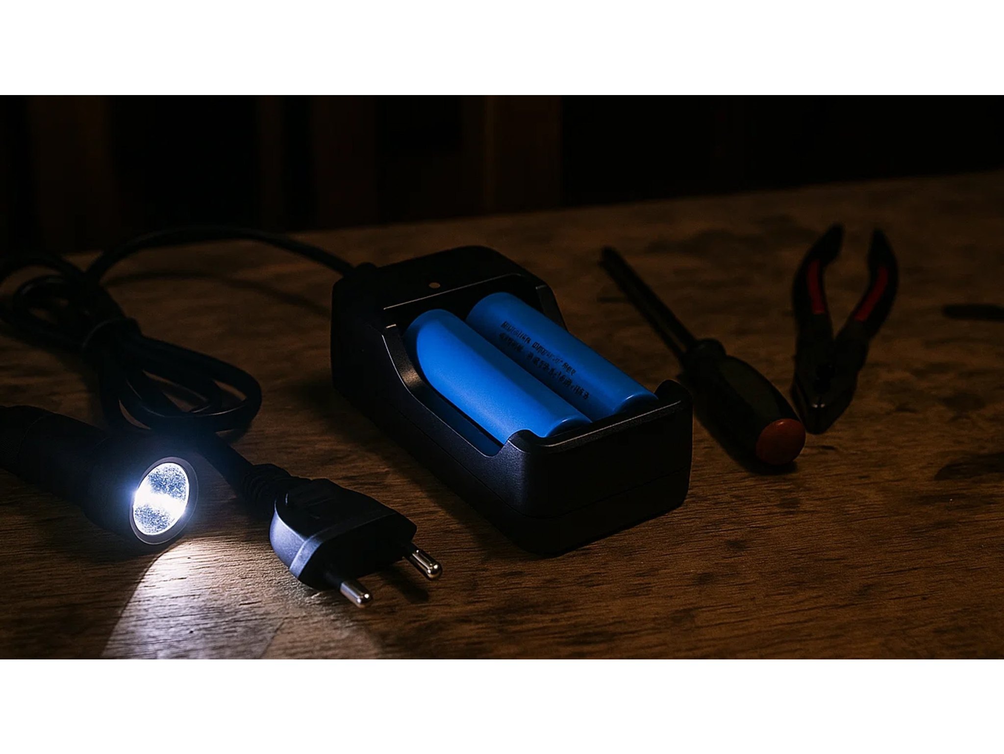 ŁADOWARKA OGNIW BATERII 18650 + 2 AKUMULATORY 6000