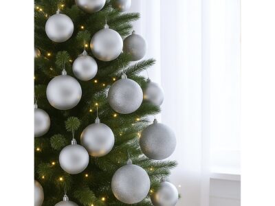 BOMBKI CHOINKOWE TUBA 10CM 4SZT - srebrny