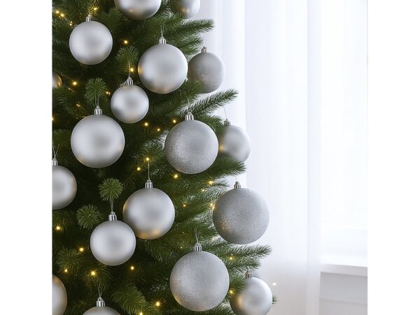 BOMBKI CHOINKOWE TUBA 10CM 4SZT - srebrny