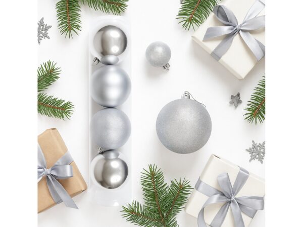 BOMBKI CHOINKOWE TUBA 10CM 4SZT - srebrny