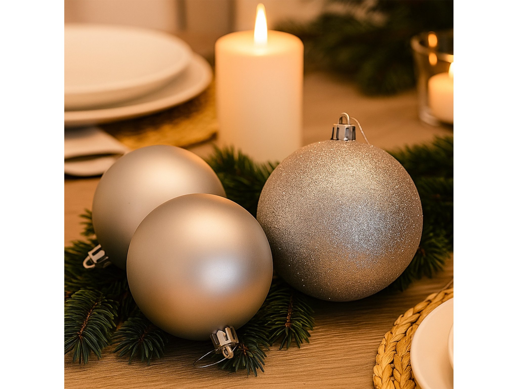 BOMBKI CHOINKOWE TUBA 10CM 4SZT - srebrny