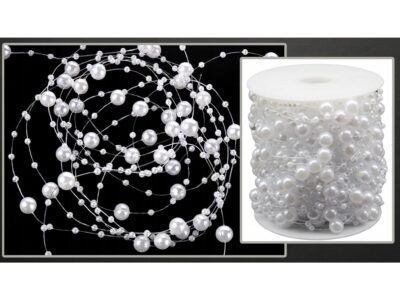 GIRLANDA CHOINKOWA PERŁY 5M - kremowy