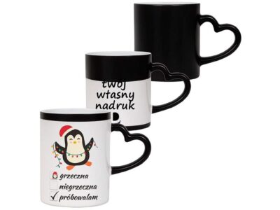 KUBEK DO SUBLIMACJI 330ML CZARNY MAGICZNY UCHWYT SERCE