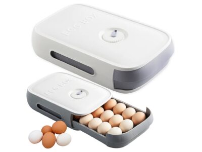 POJEMNIK NA JAJKA DO LODÓWKI SZUFLADA 28x21x8CM - biało-szary