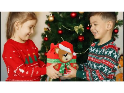 PUDEŁKO PREZENTOWE ŚWIĄTECZNE 21x17x11cm - miś