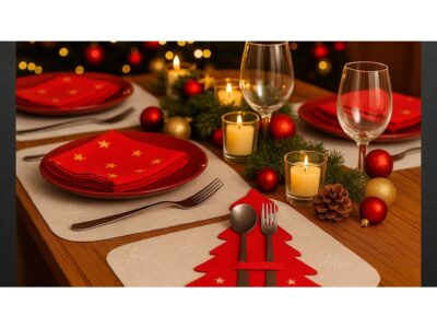 ETUI NA SZTUĆCE FILC ŚWIĘTA CHOINKA 6SZT - czerwony