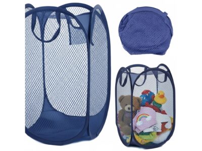 KOSZ NA ZABAWKI PRANIE SIATKOWY SKŁADANY 47x30cm - granatowy