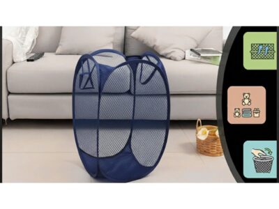 KOSZ NA ZABAWKI PRANIE SIATKOWY SKŁADANY 47x30cm - granatowy