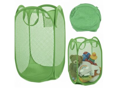 KOSZ NA ZABAWKI PRANIE SIATKOWY SKŁADANY 47x30cm - zielony