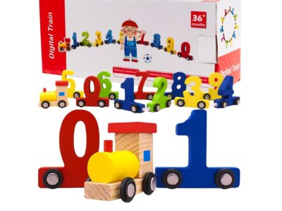 POCIĄG DREWNIANY KOLEJKA CIUCHCIA Z CYFERKAMI