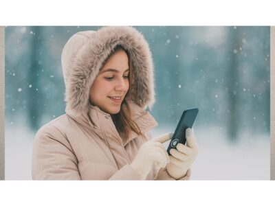 RĘKAWICZKI DOTYKOWE ZIMOWE - beżowy