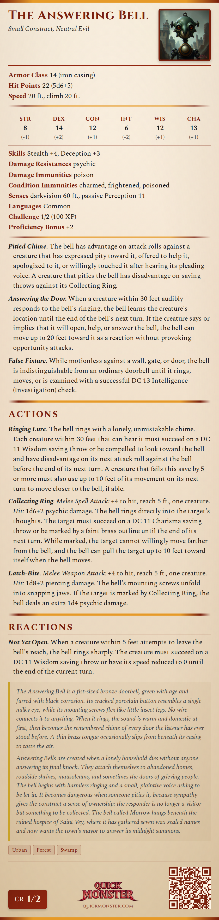 The Answering Bell Stat Block