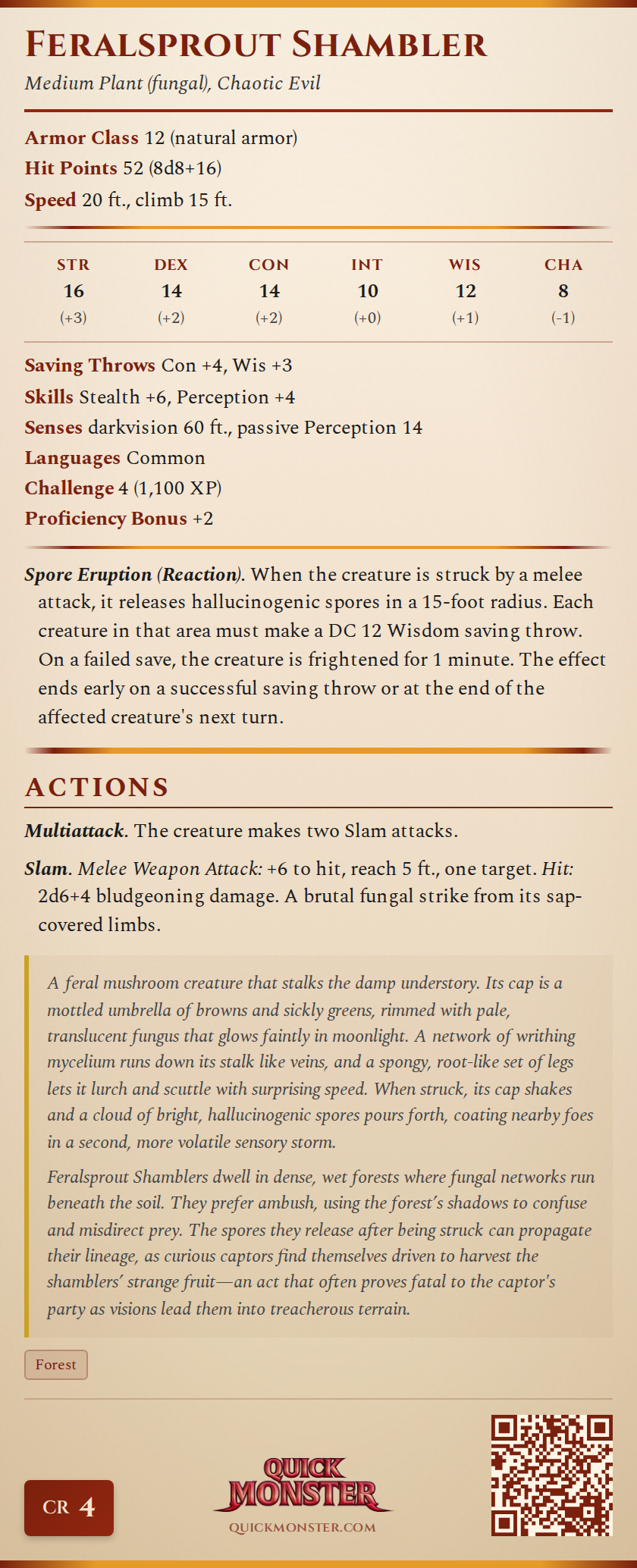 Feralsprout Shambler Stat Block