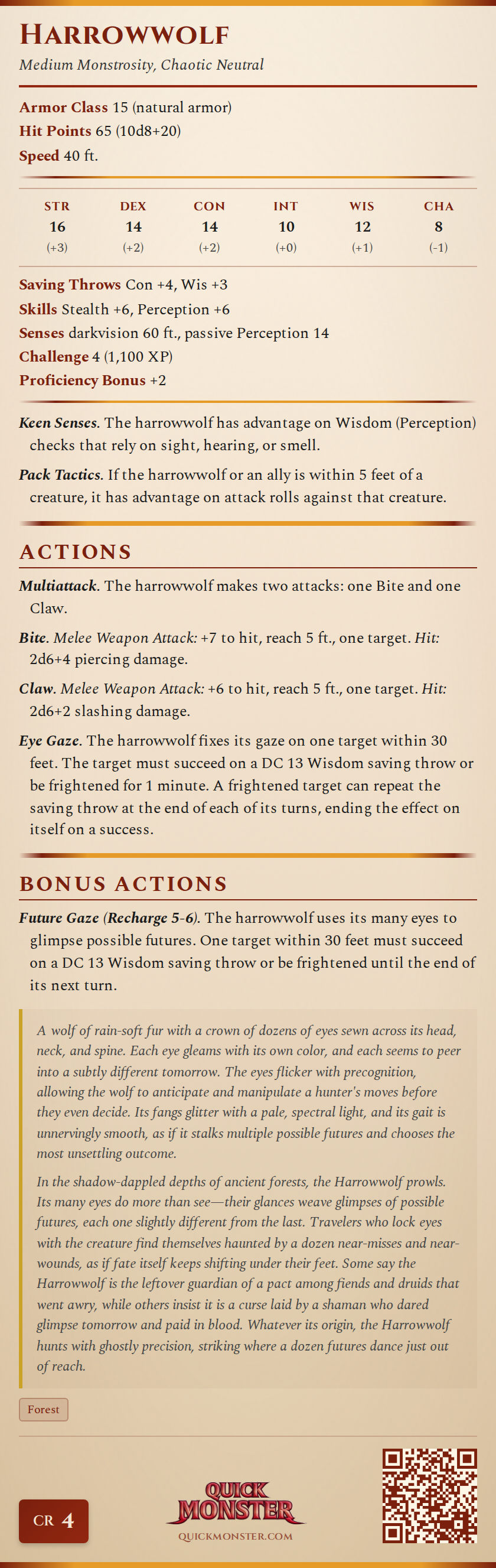 Harrowwolf Stat Block