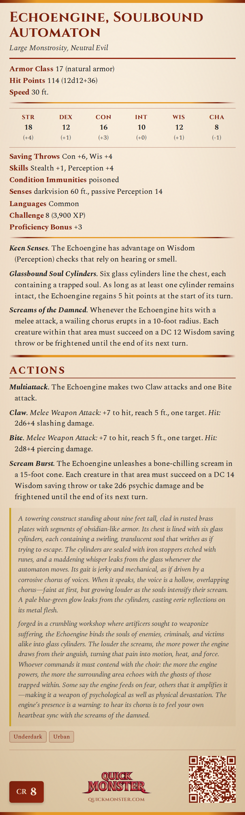 Echoengine, Soulbound Automaton Stat Block