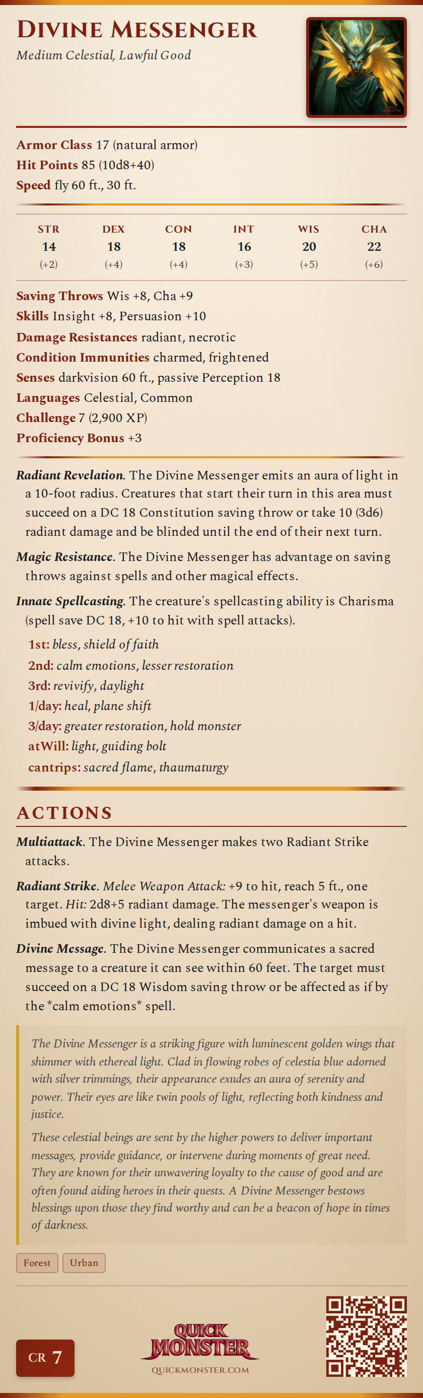 Divine Messenger Stat Block