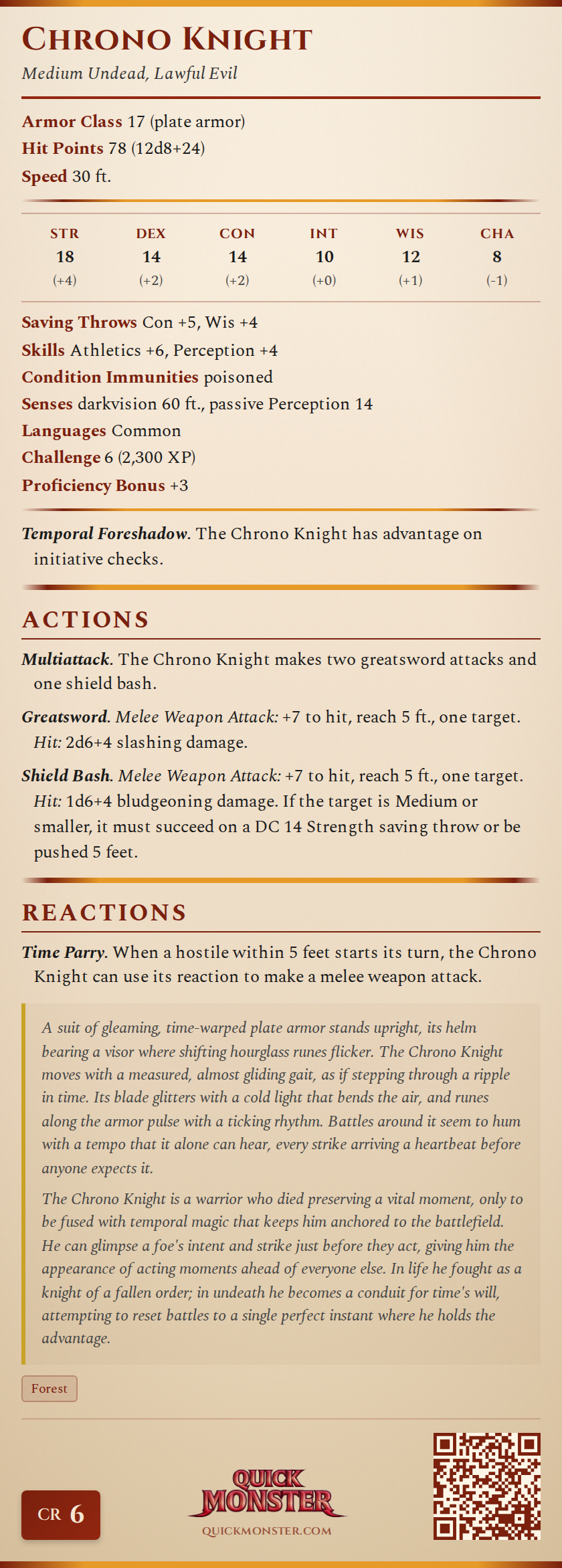 Chrono Knight Stat Block