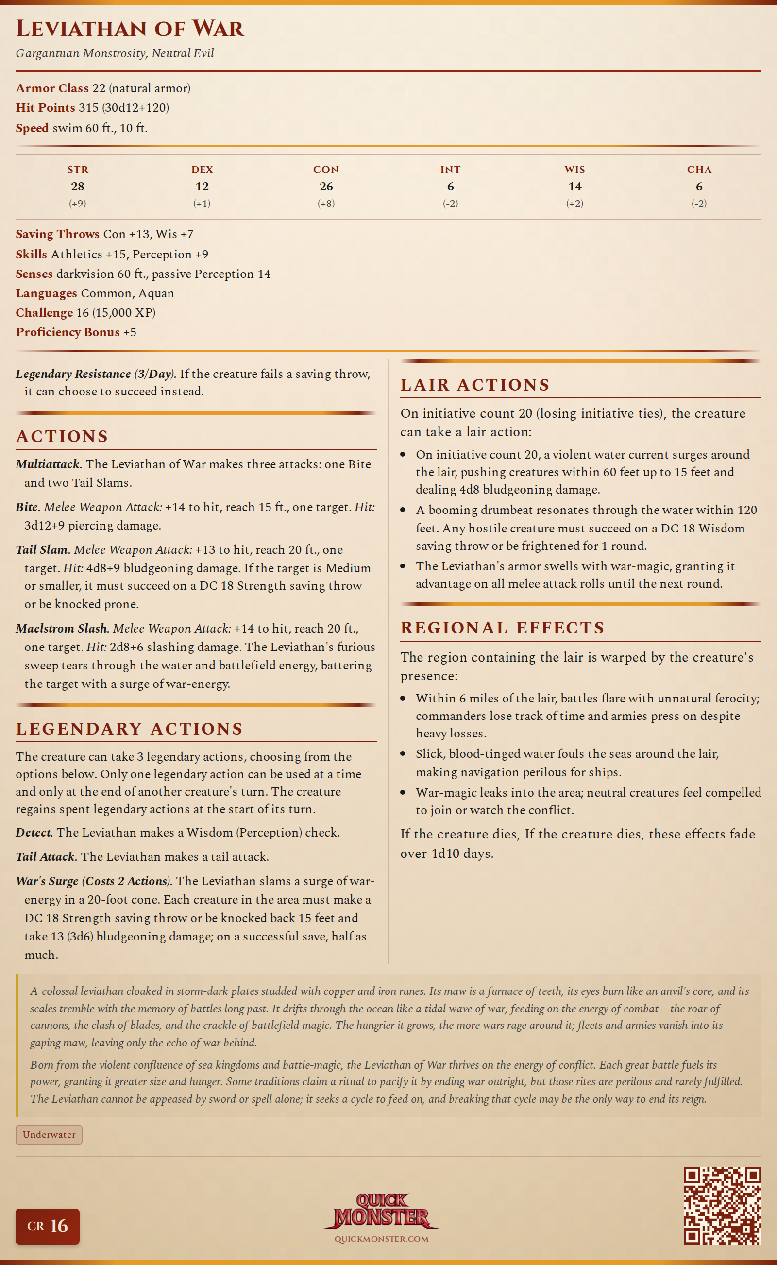 Leviathan of War Stat Block