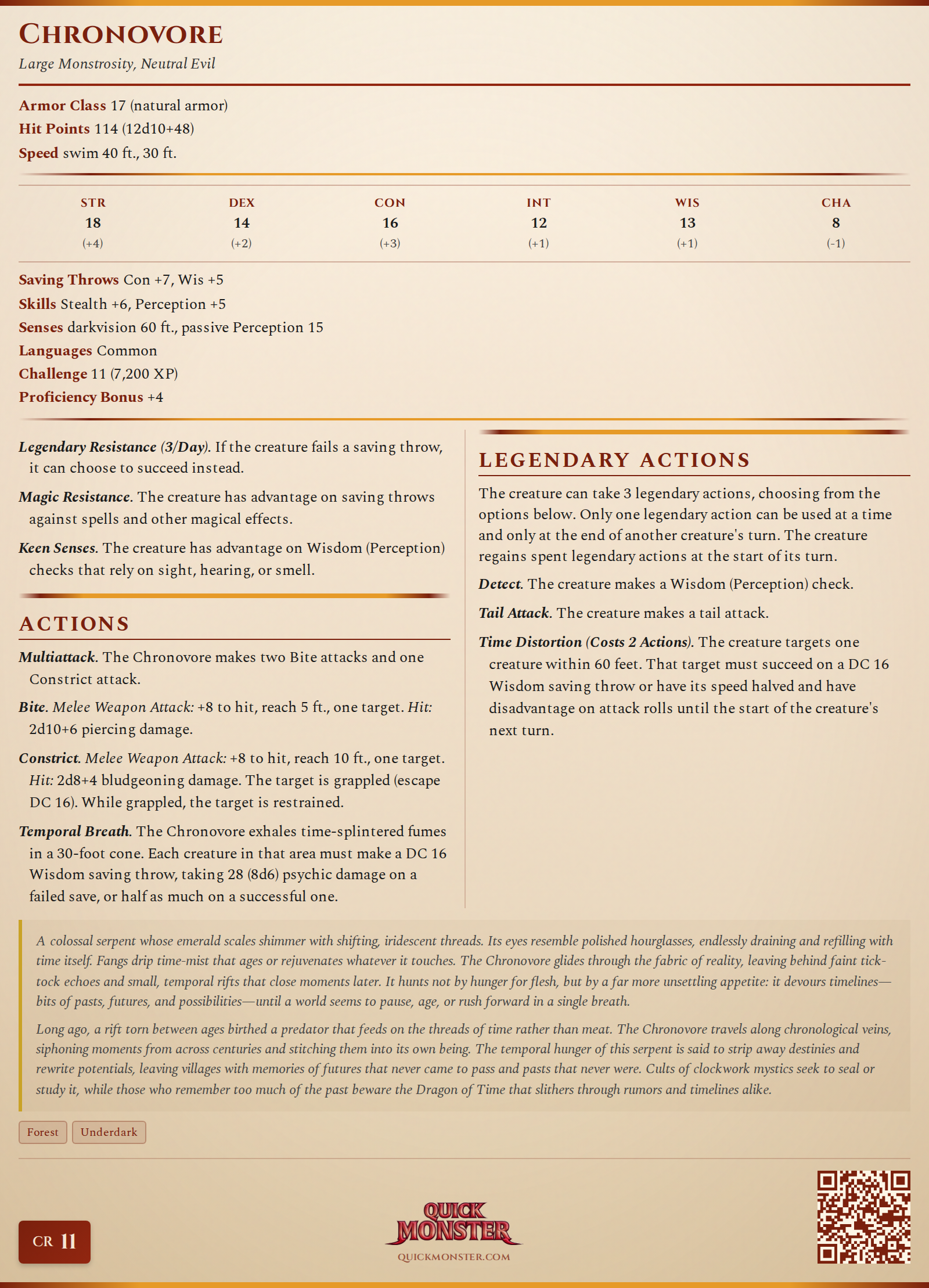 Chronovore Stat Block