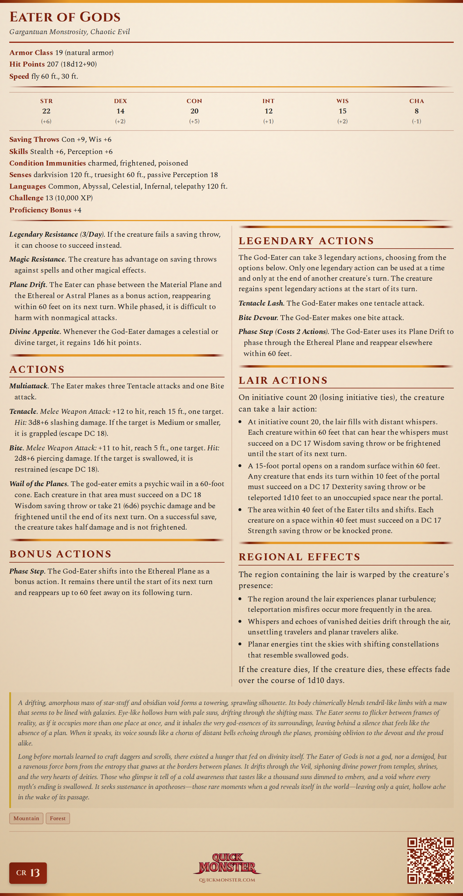 Eater of Gods Stat Block