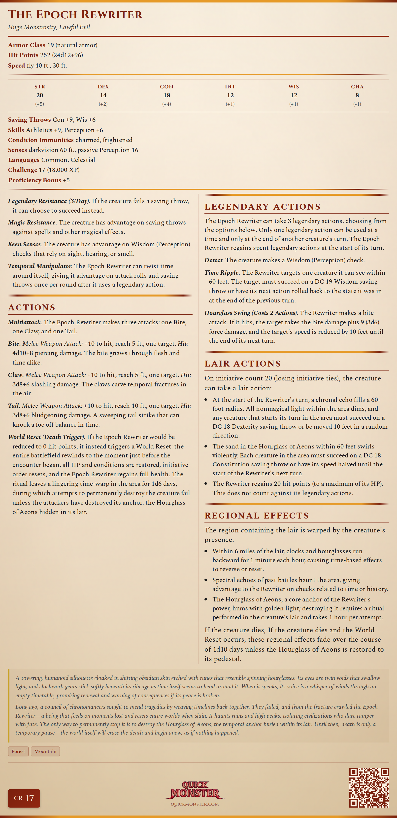 The Epoch Rewriter Stat Block