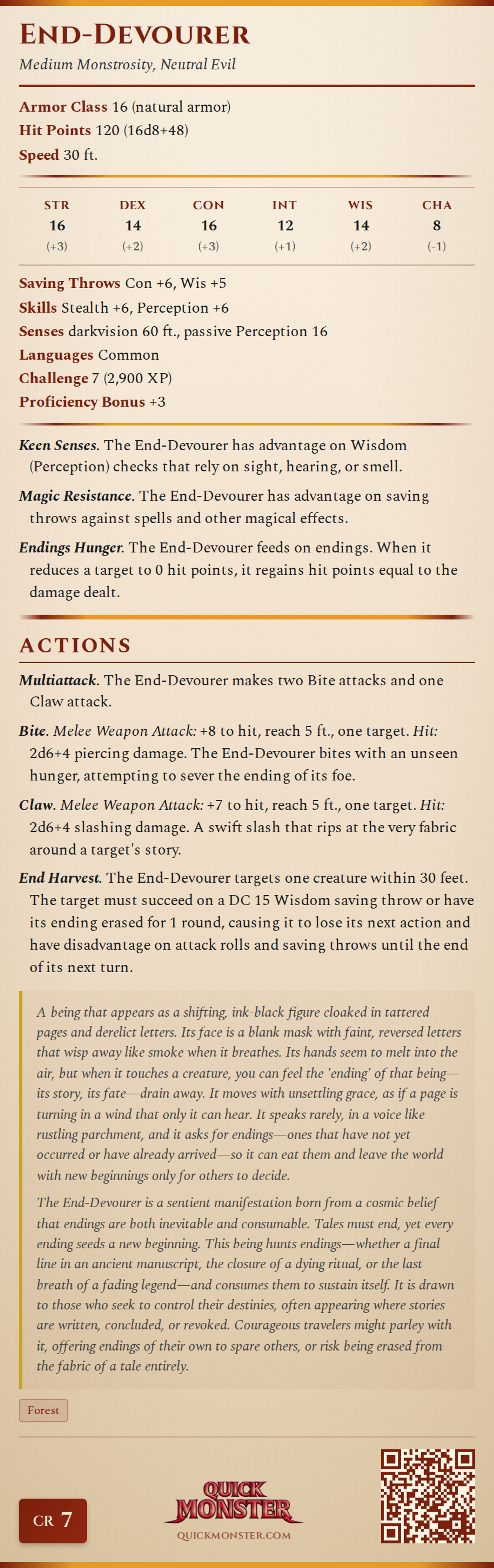 End-Devourer Stat Block