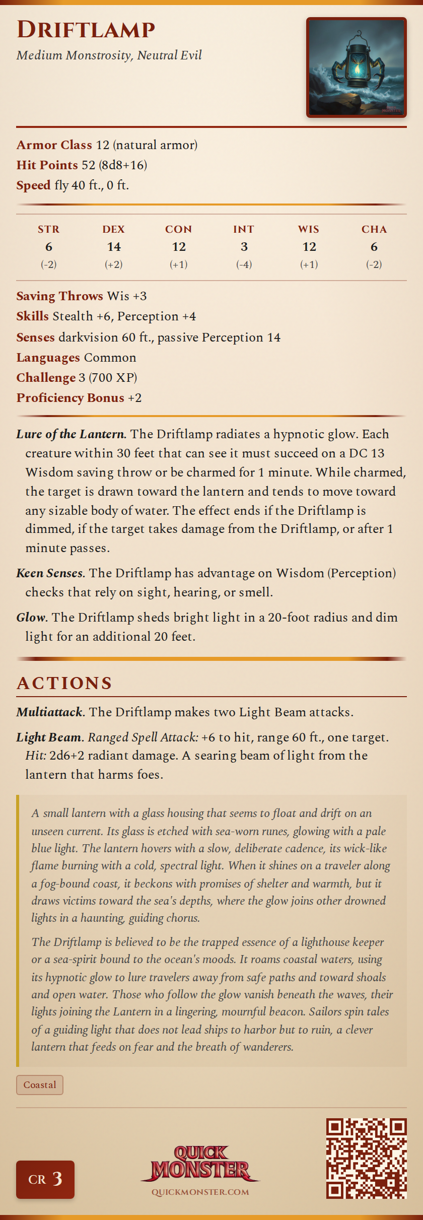 Driftlamp Stat Block