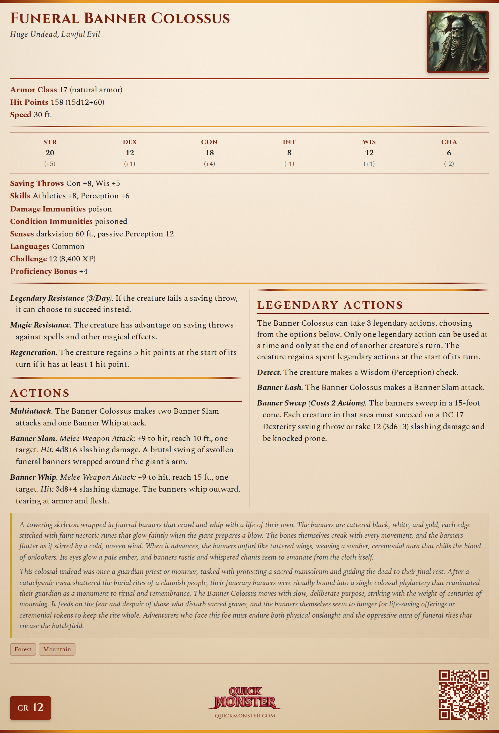 Funeral Banner Colossus Stat Block