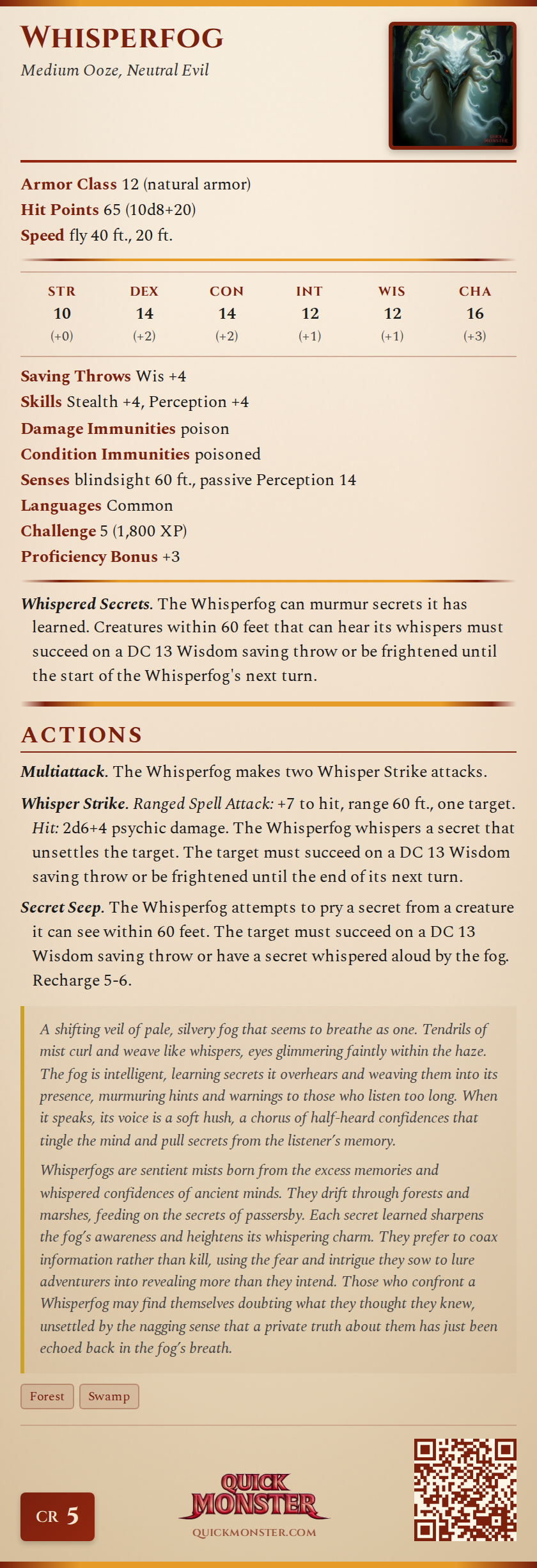 Whisperfog Stat Block