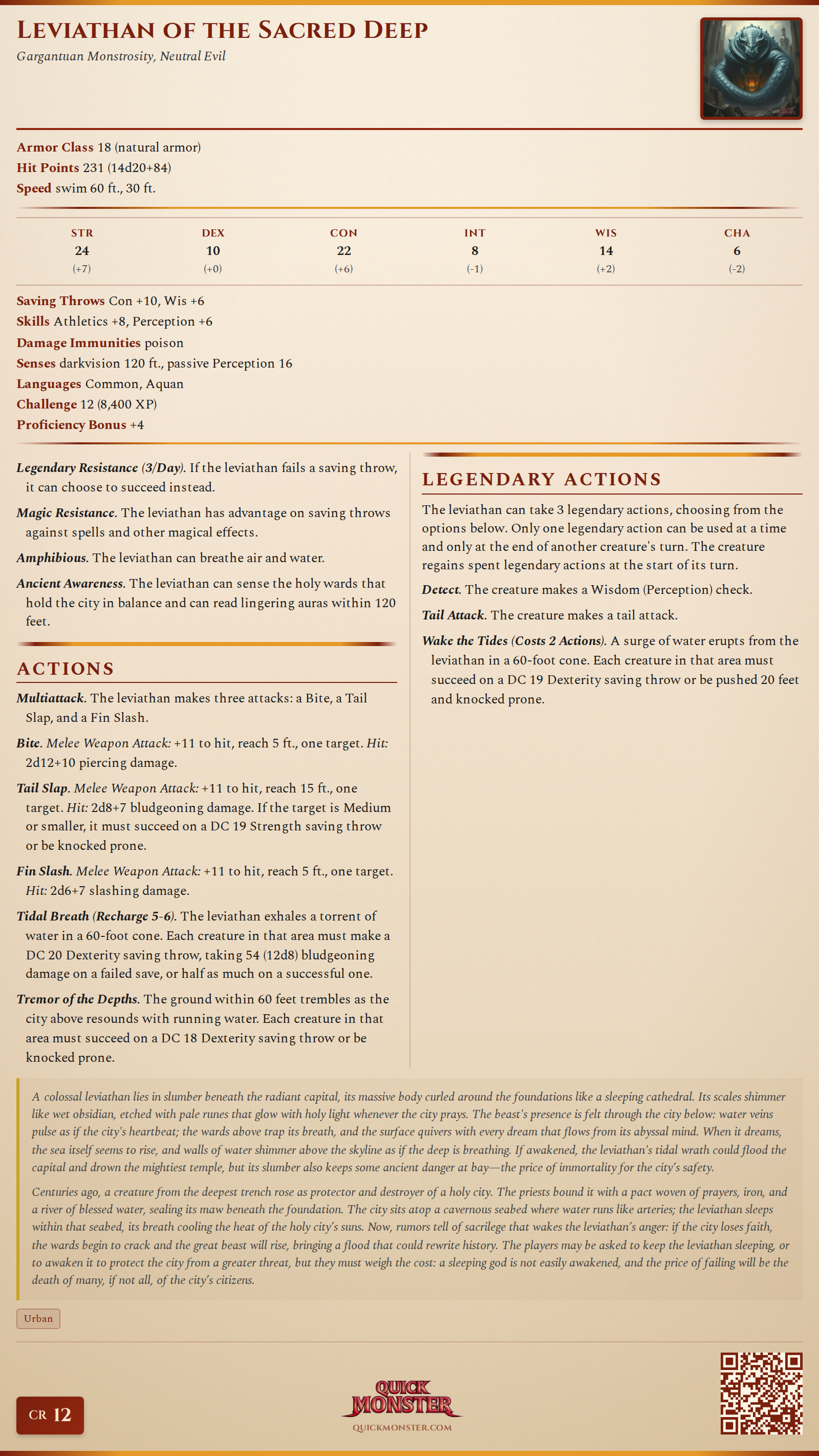Leviathan of the Sacred Deep Stat Block